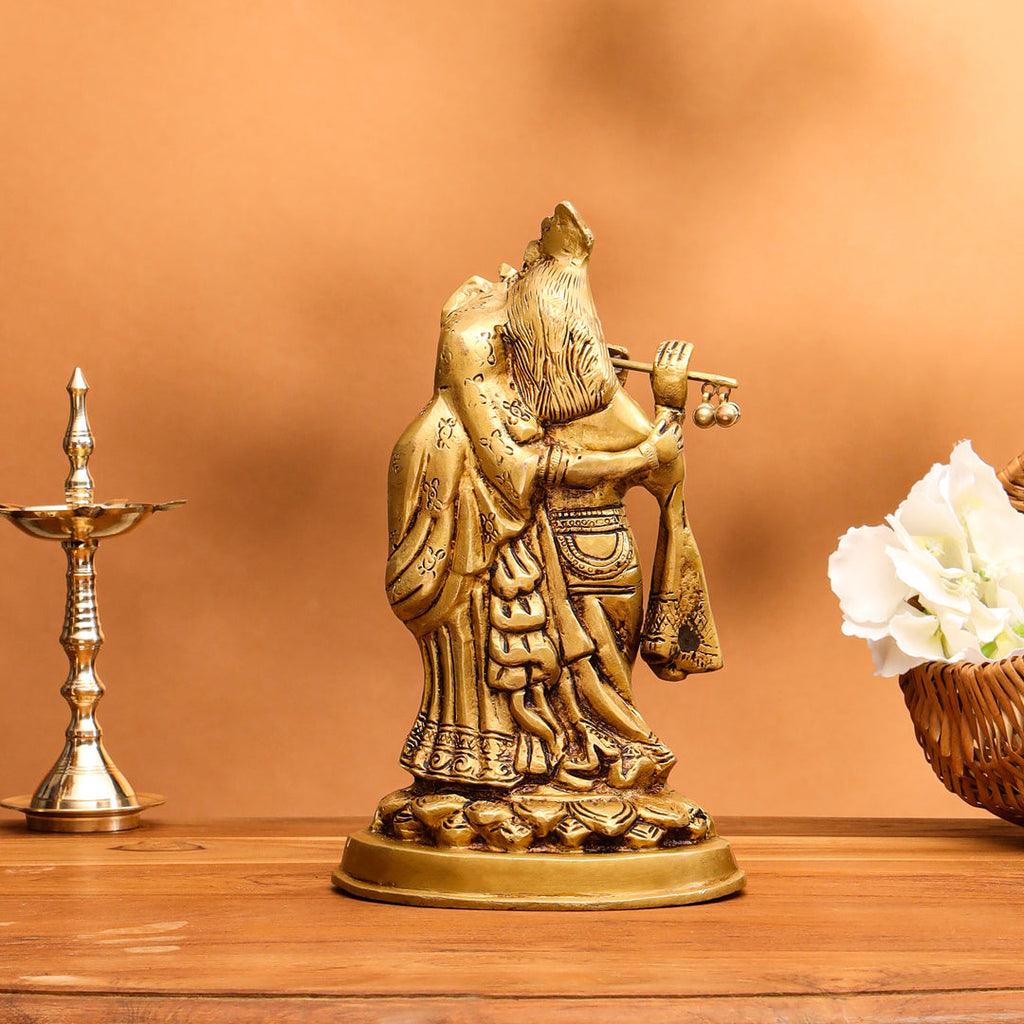 Brass Standing Radha Krishna Idol (8 Inch) Vedansh Craft