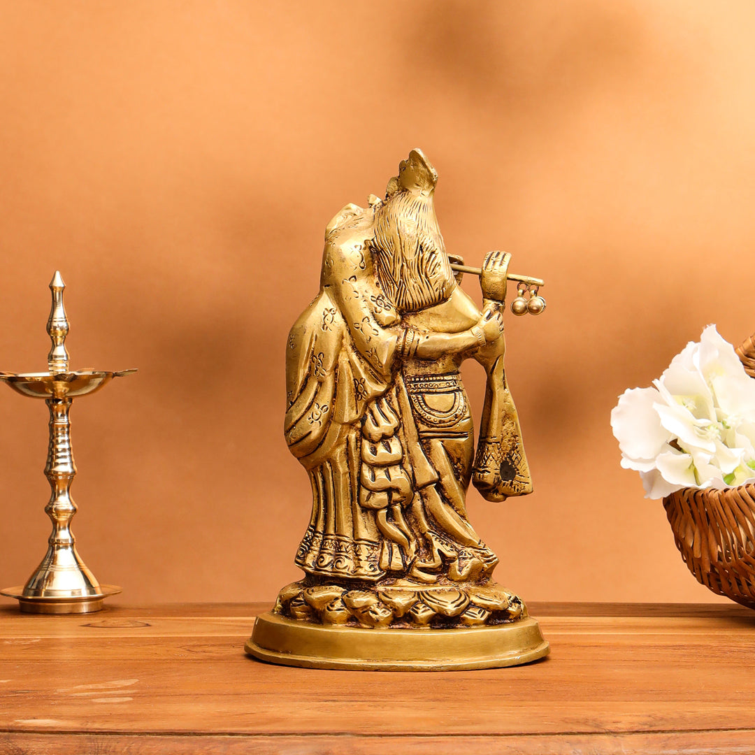 Brass Standing Radha Krishna Idol (8 Inch) Vedansh Craft
