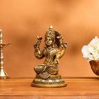 Brass Goddess Sitting Lakshmi Idol (6.8 Inch) Vedansh Craft