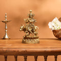 Brass Standing Krishna With Cow Idol (7 Inch) Vedansh Craft