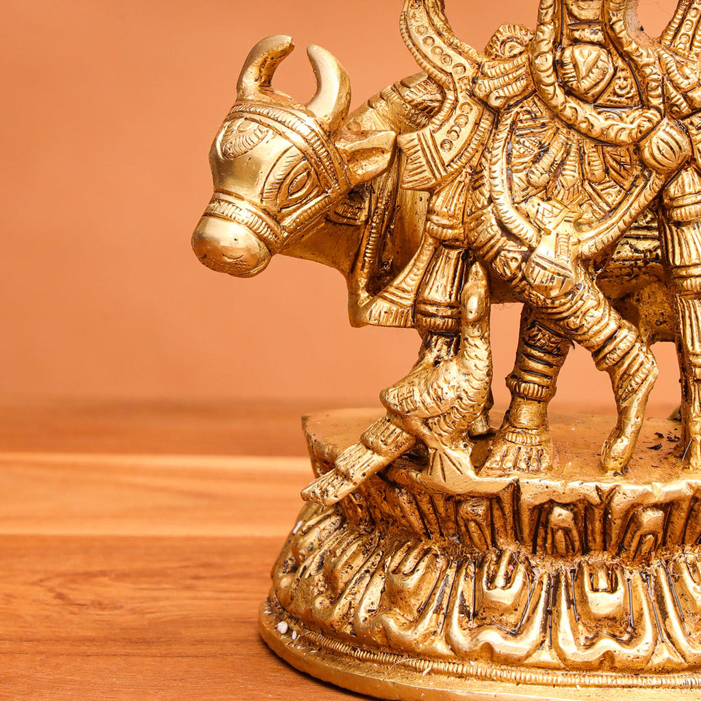 Brass Standing Krishna With Cow Idol (7 Inch) Vedansh Craft