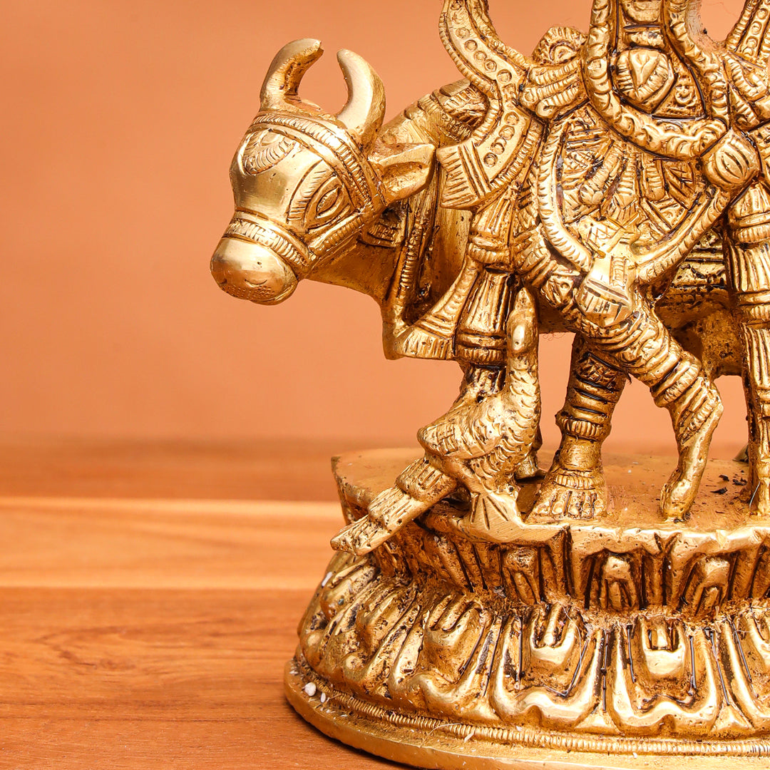 Brass Standing Krishna With Cow Idol (7 Inch) Vedansh Craft
