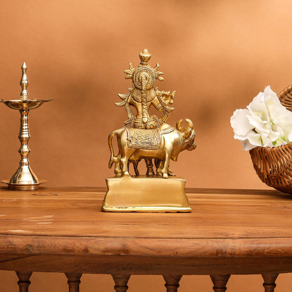 Brass Standing Krishna With Cow Idol (7 Inch) Vedansh Craft