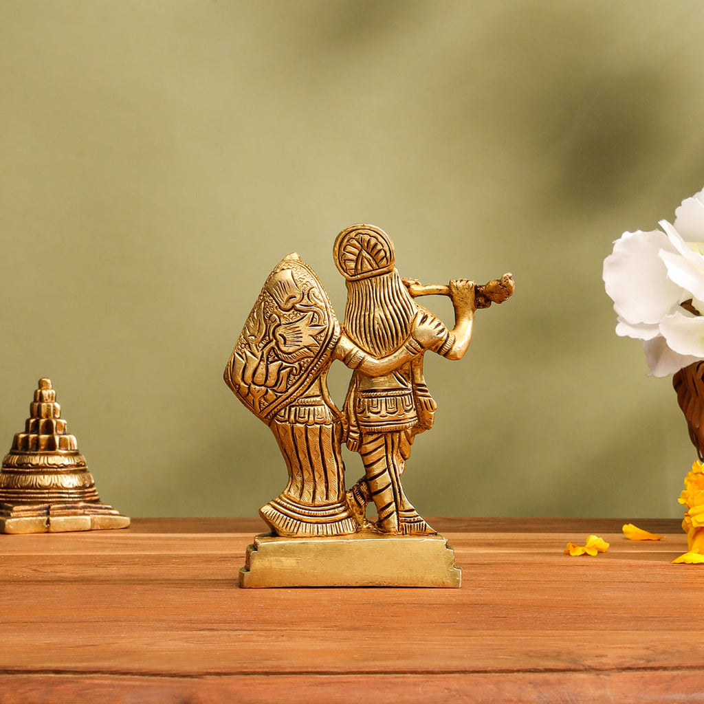 Brass Standing Radha Krishna Idol (4.3 Inch) Vedansh Craft