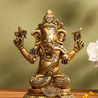 Brass Lord Sitting Ganesha Idol (6.8 Inch) Vedansh Craft