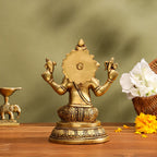 Brass Lord Sitting Ganesha Idol (6.8 Inch) Vedansh Craft