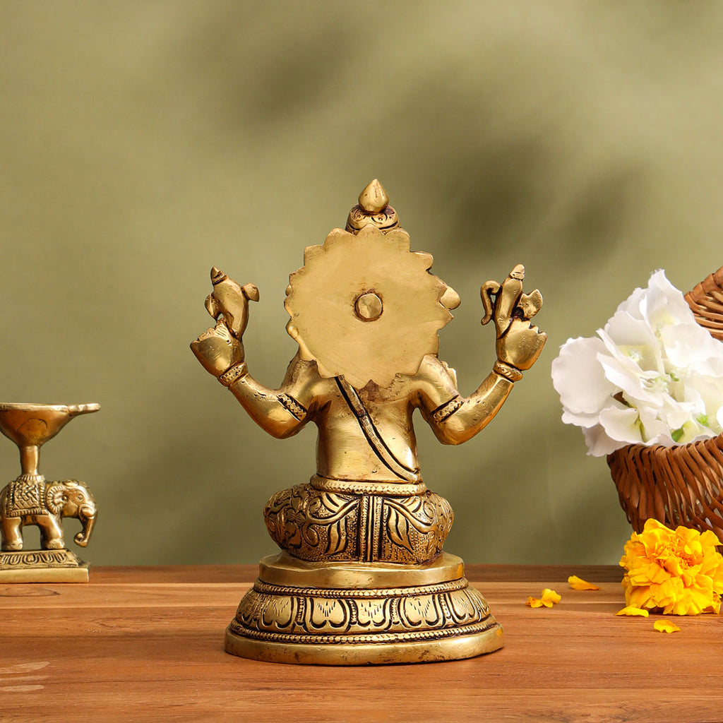 Brass Lord Sitting Ganesha Idol (6.8 Inch) Vedansh Craft