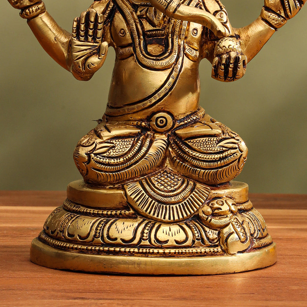 Brass Lord Sitting Ganesha Idol (6.8 Inch) Vedansh Craft