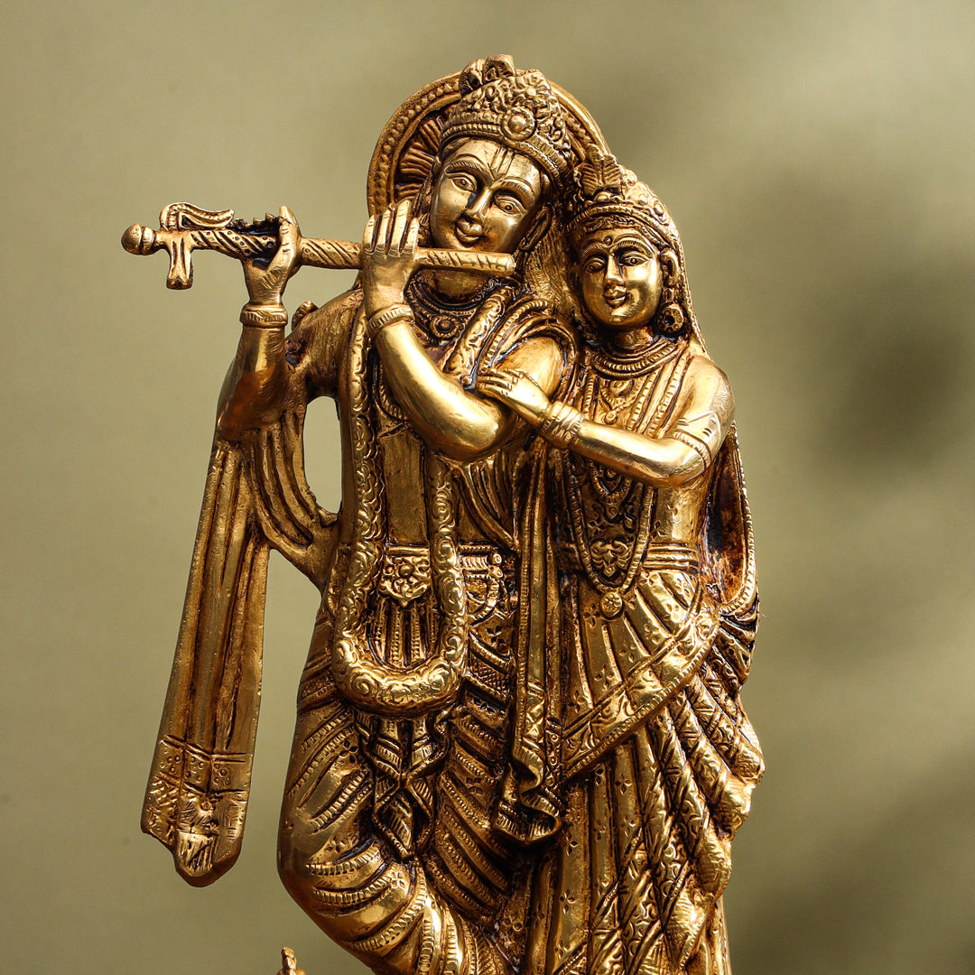 Brass Superfine Standing Radha Krishna Idol (12 Inch) Vedansh Craft