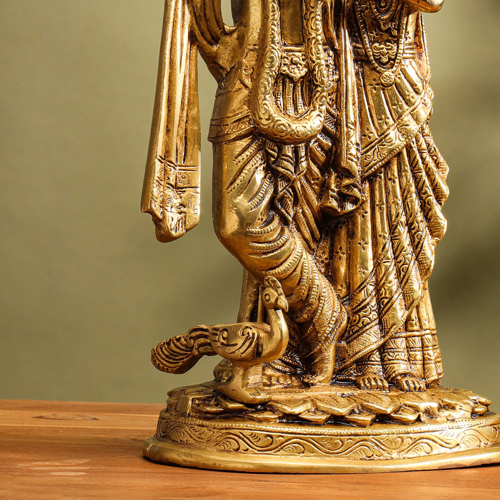 Brass Superfine Standing Radha Krishna Idol (12 Inch) Vedansh Craft