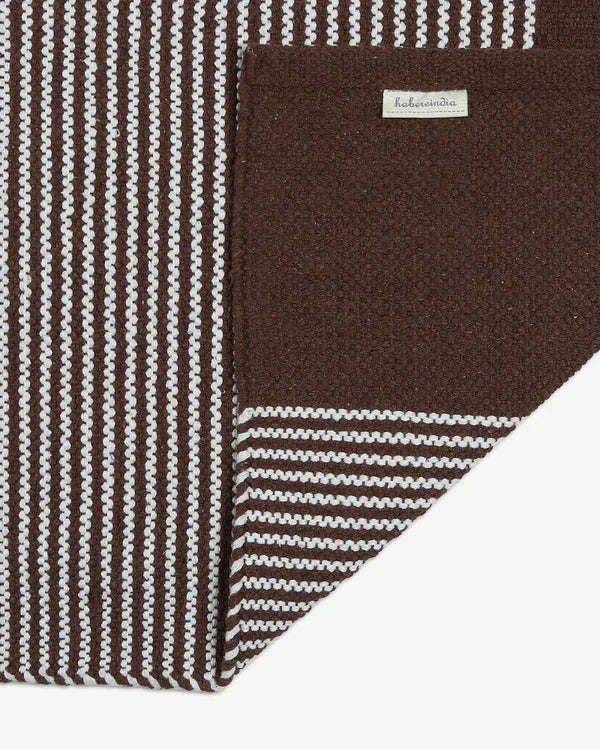Natural Brown Handloom Cotton Bedside Runner For Bedroom And Living Area