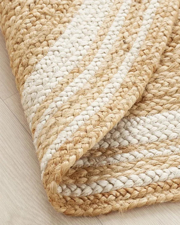 Natural White Round Jute Carpet For Living Room