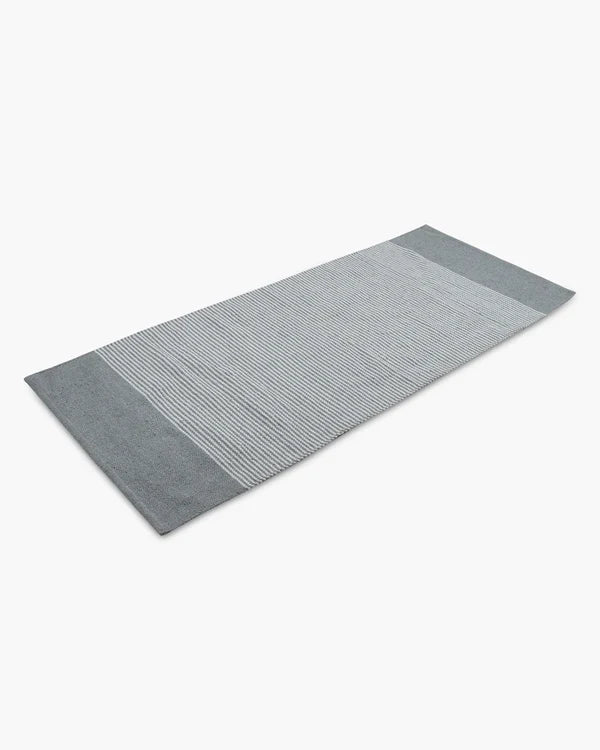 Natural Grey Handloom Cotton Bedside Runner For Bedroom And Living Area