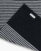 Natural Navy Blue Handloom Cotton Bedside Runner For Bedroom And Living Area