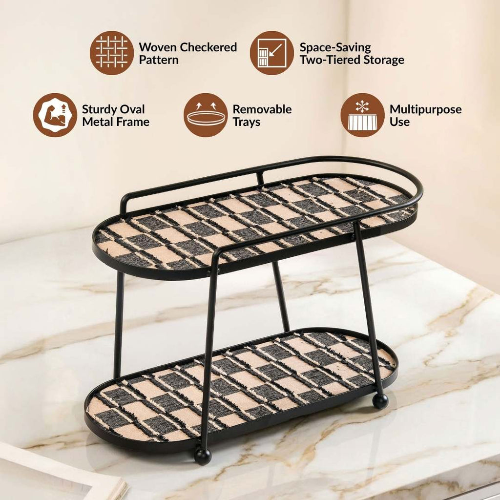 2 Tier Luxury Display Tray Black Brown Nestasia