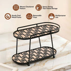 2 Tier Luxury Display Tray Black Brown Nestasia