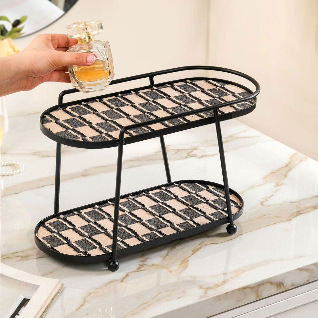 2 Tier Luxury Display Tray Black Brown Nestasia