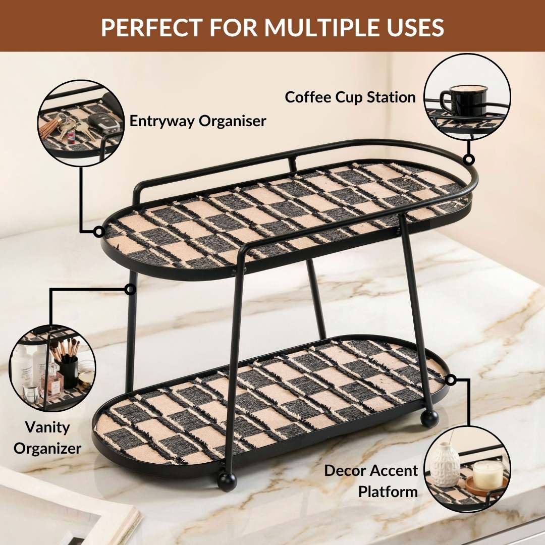 2 Tier Luxury Display Tray Black Brown Nestasia