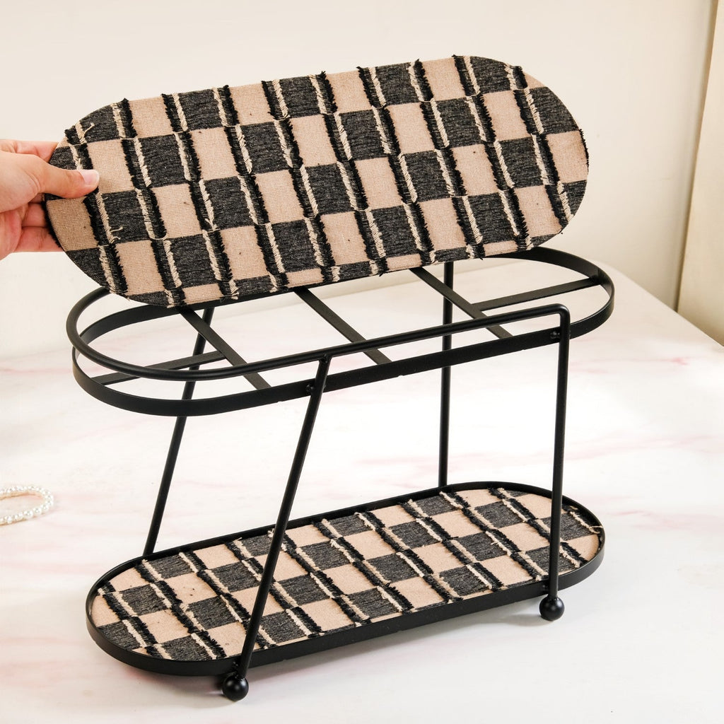 2 Tier Luxury Display Tray Black Brown Nestasia