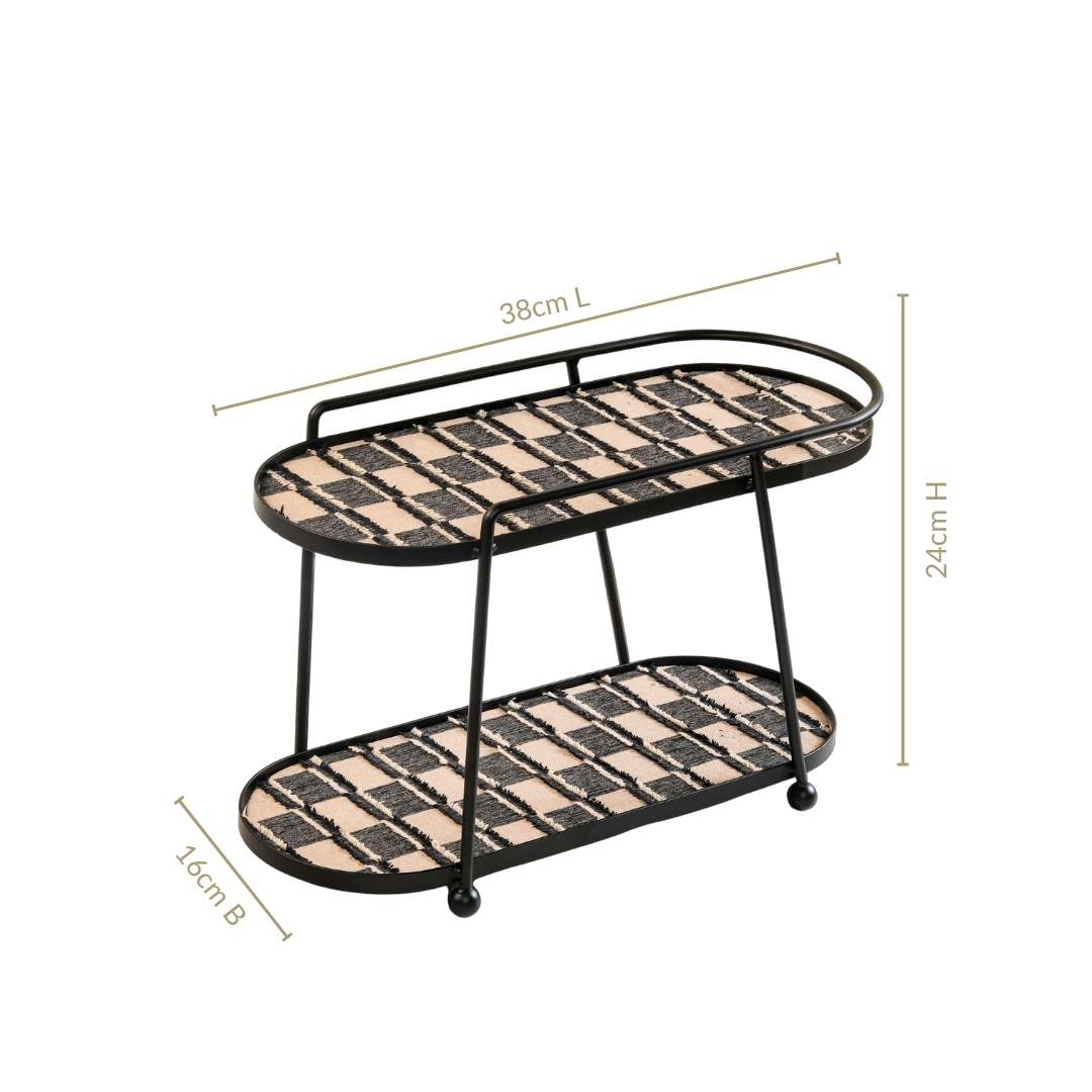 2 Tier Luxury Display Tray Black Brown Nestasia