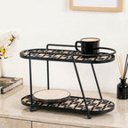 2 Tier Luxury Display Tray Black Brown Nestasia