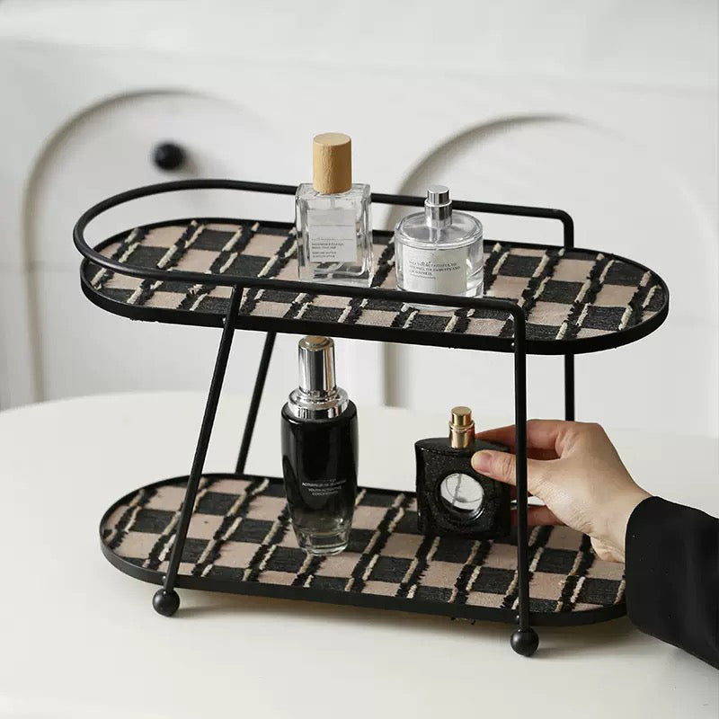 2 Tier Luxury Display Tray Black Brown Nestasia