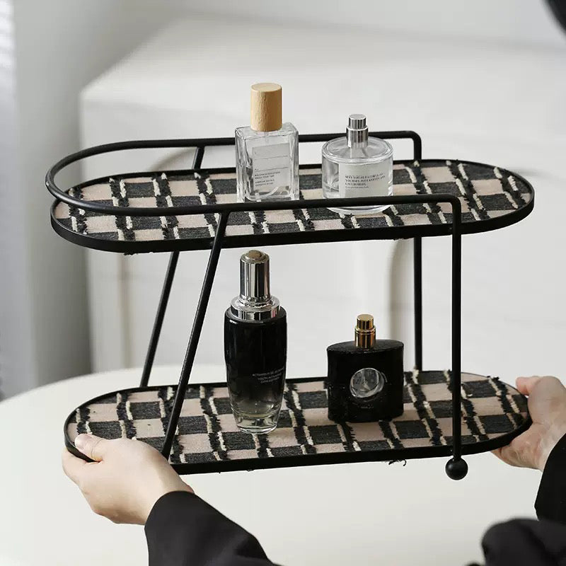 2 Tier Luxury Display Tray Black Brown Nestasia