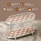 2 Tier Vanity Storage Display Tray White Brown Nestasia