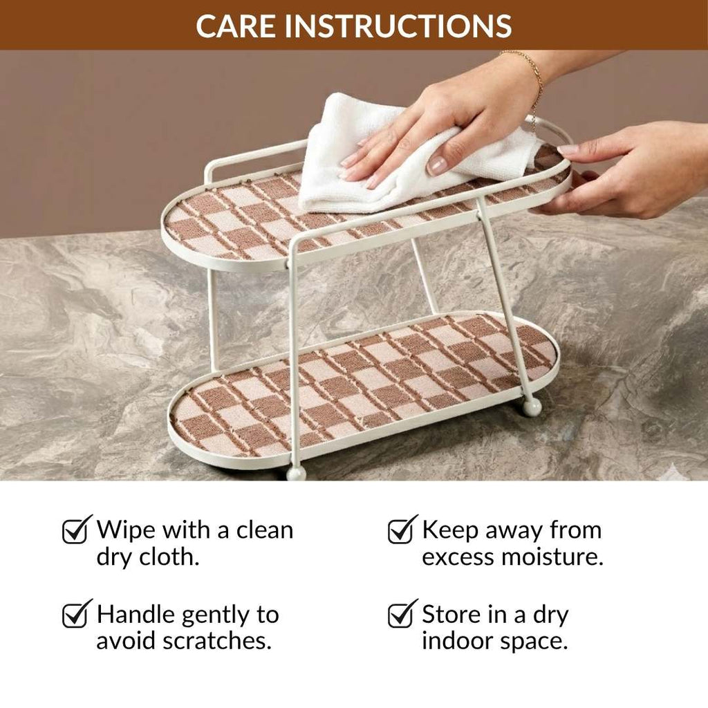 2 Tier Vanity Storage Display Tray White Brown Nestasia