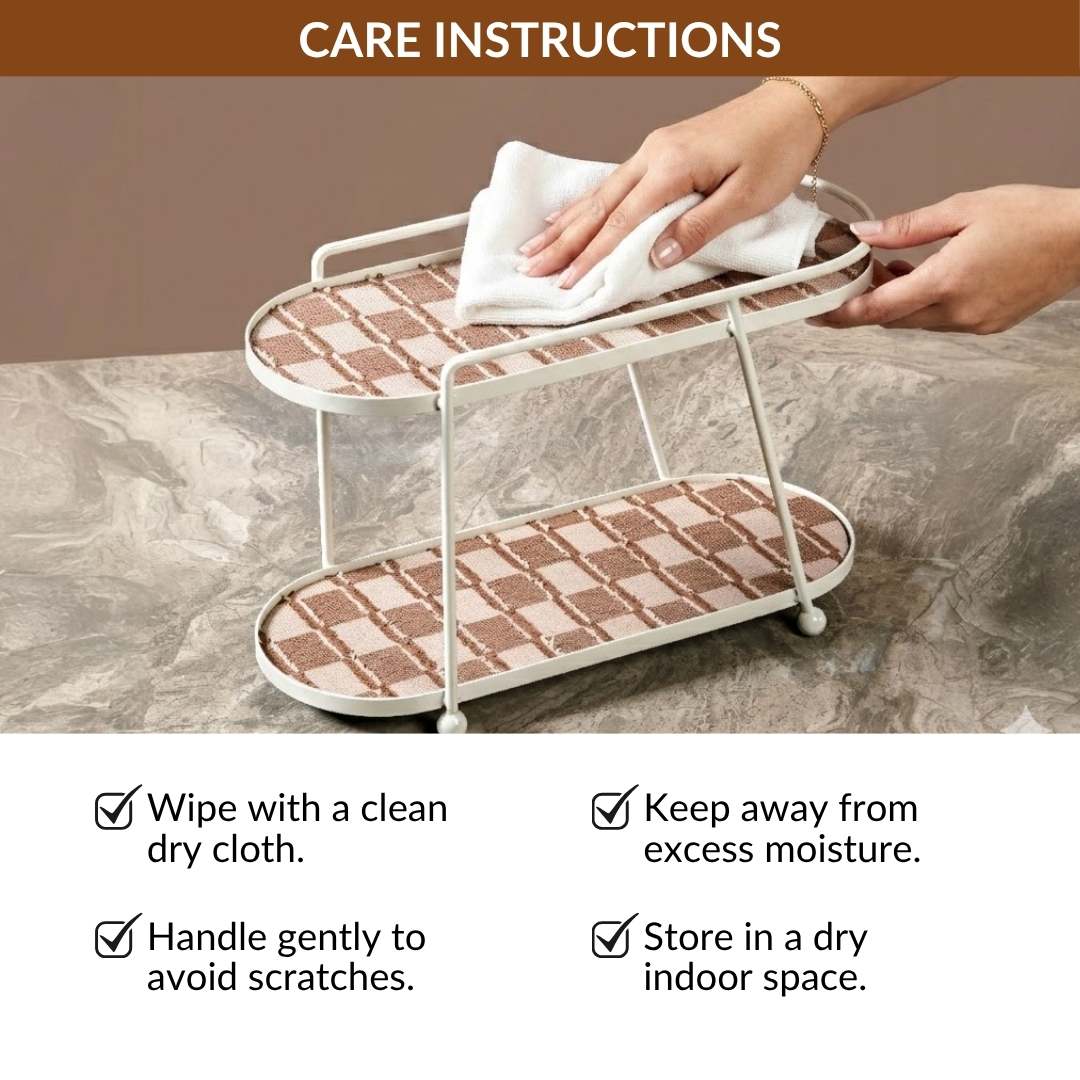 2 Tier Vanity Storage Display Tray White Brown Nestasia