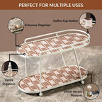 2 Tier Vanity Storage Display Tray White Brown Nestasia