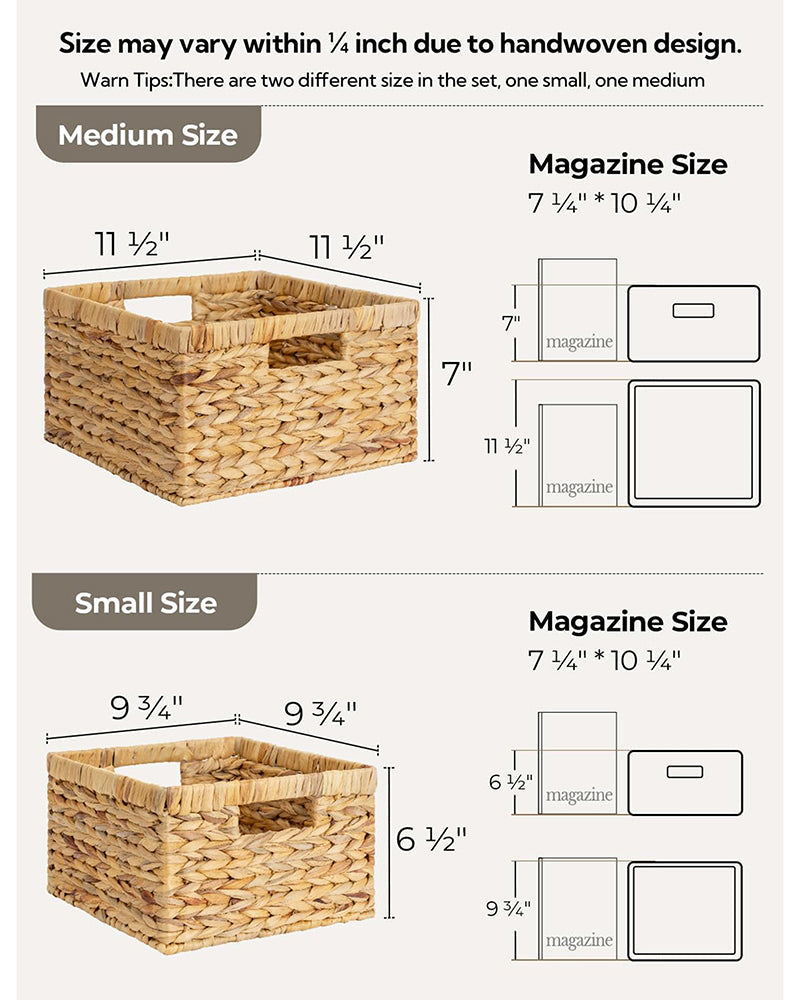 Multi-Purpose Water Hyacinth Storage Basket for Wardrobe, Clothes, and Shelves