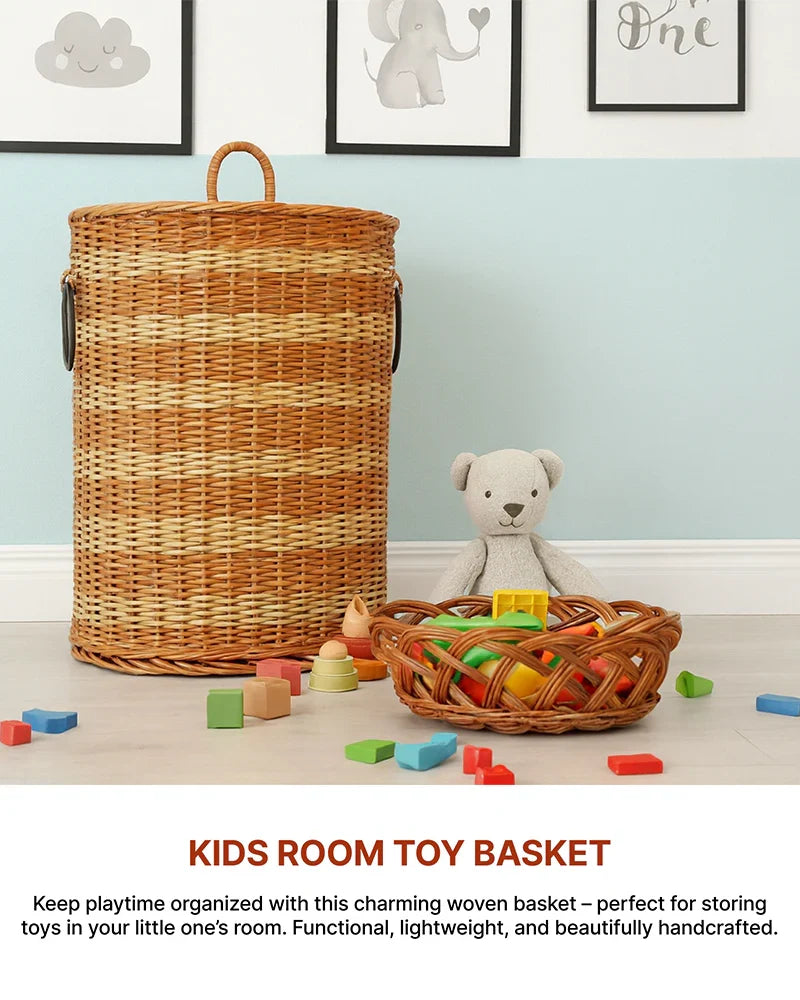 Wicker Laundry Basket for Clothes, Durable Clothes Storage Basket