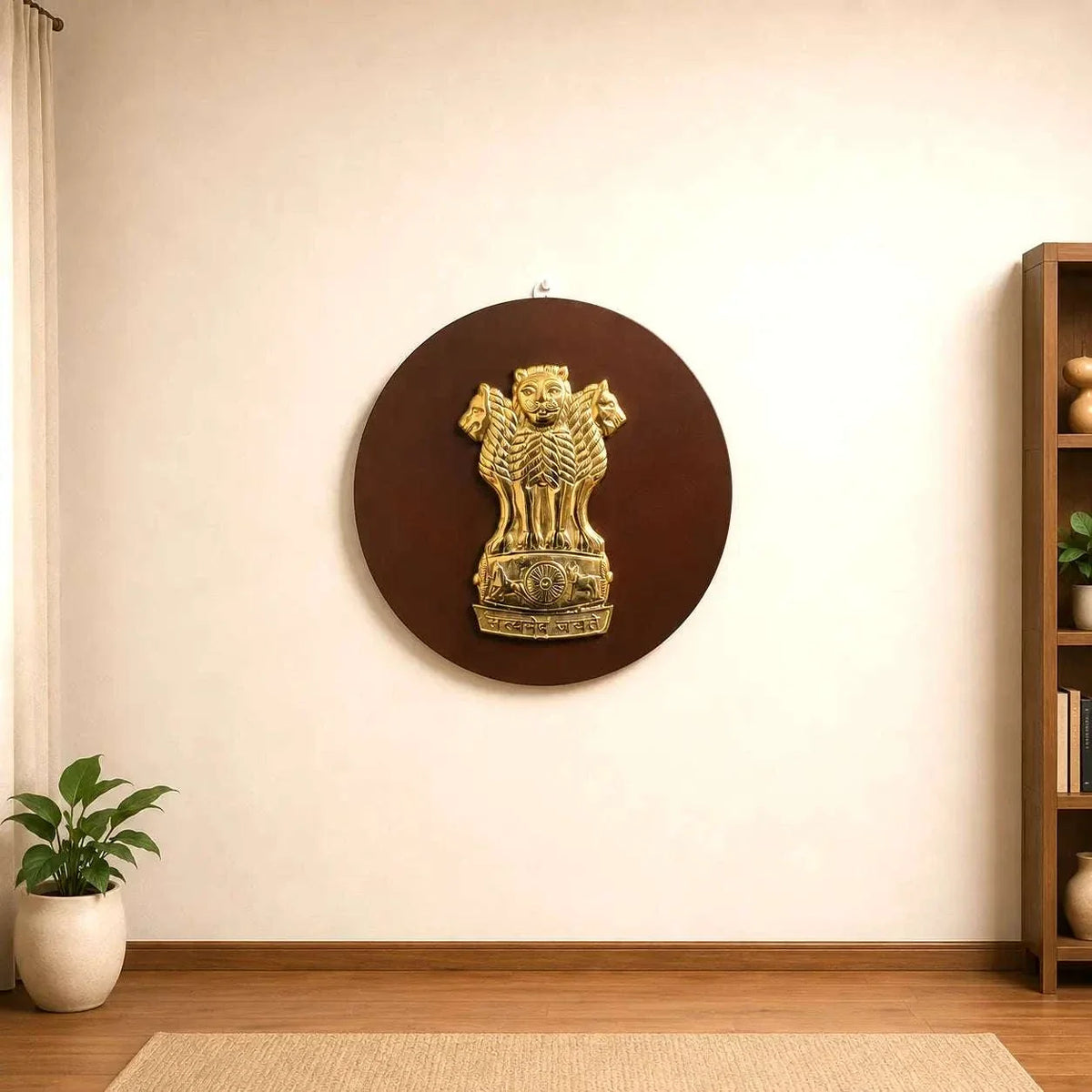 Brass Ashok Stambh With Wooden Base Wall Hanging Vedansh Craft