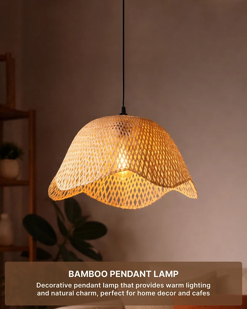 Rustic Bamboo Pendant Lamp for Dining Room, Balcony, and Home Interiors