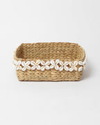 Handwoven Seagrass Shells Organizer Basket for Elegant Home and Tabletop Decor