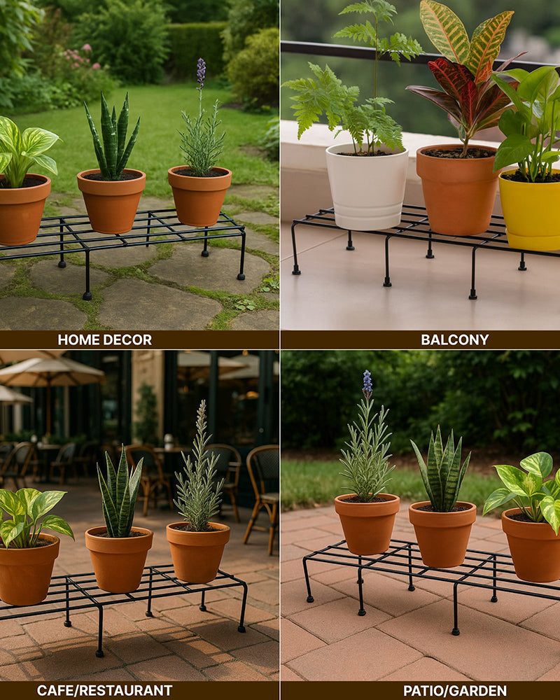 Set of 4 Durable Metal Plant Stands for Indoor and Outdoor Gardens