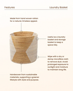 Natural Rattan Basket for Clothes, Towels and Linen Storage