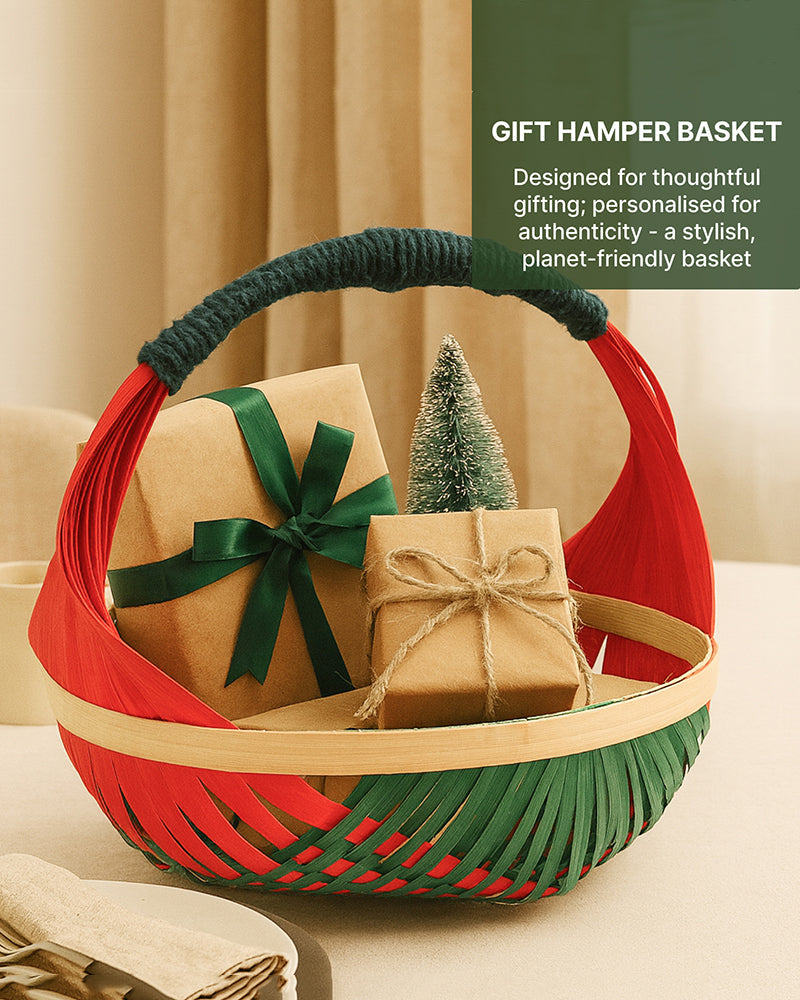 Premium Bamboo Kitchen Basket for Fruit Vegetable Storage and Gift Hampers