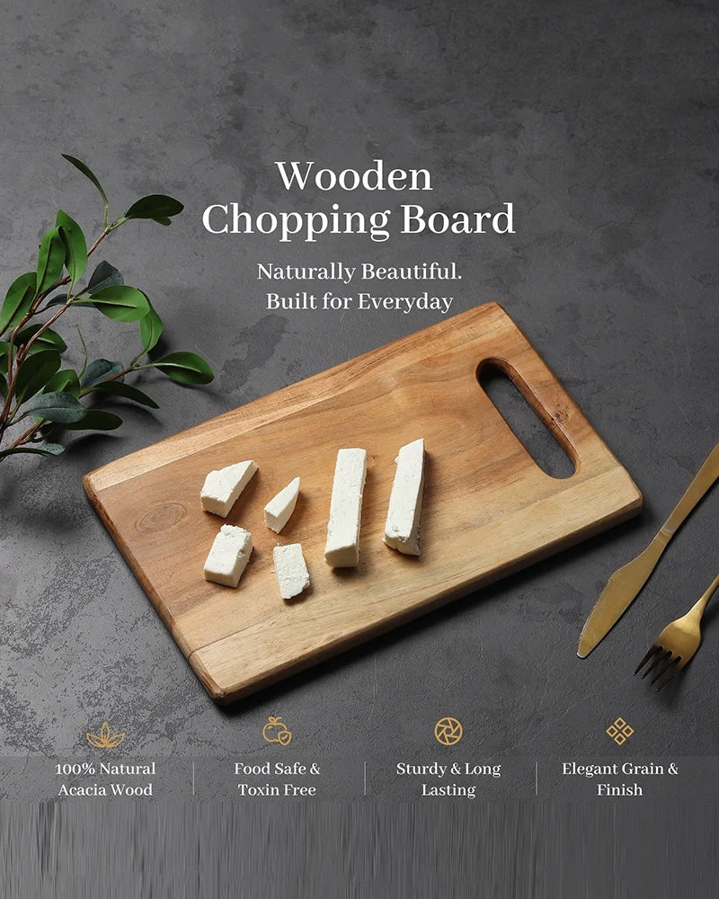 Wooden Chopping Board with Cut Out Handle for Kitchen Use