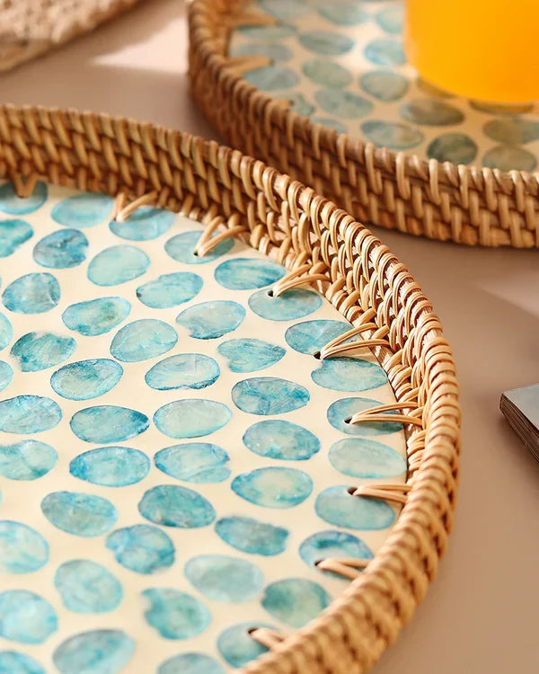 Rattan Decorative Serving Trays for Table and Home Use