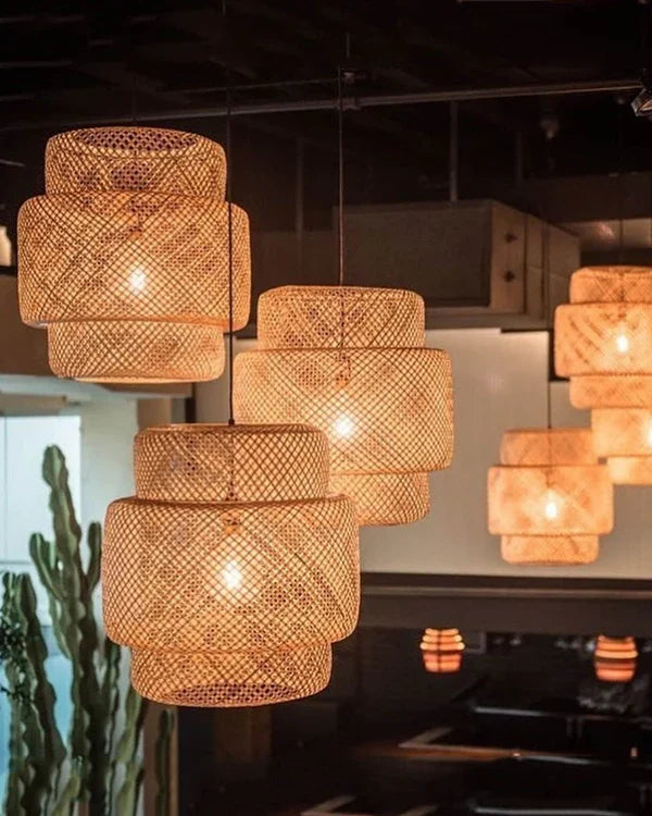 Artistic Bamboo Hanging Light for Living Space and Dining Area