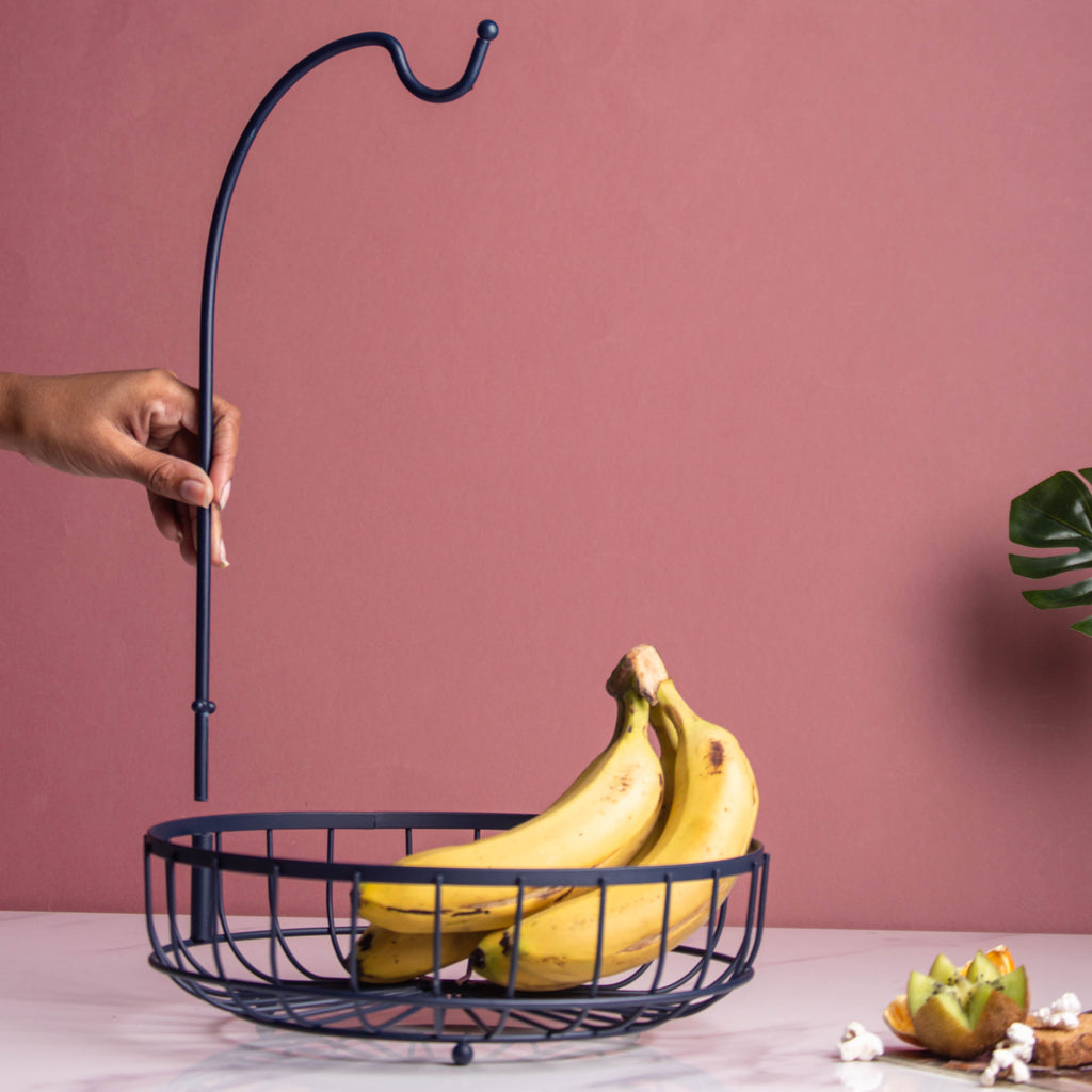 Wire Fruit Holder Basket with Banana Hanger Nestasia
