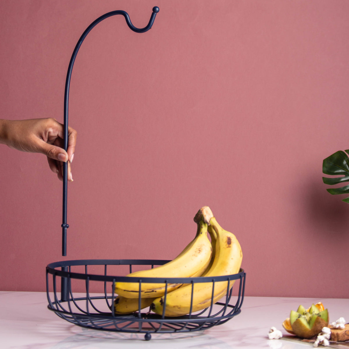 Wire Fruit Holder Basket with Banana Hanger Nestasia