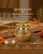 100% Pure Brass Kalash for Pooja and Religious Celebrations