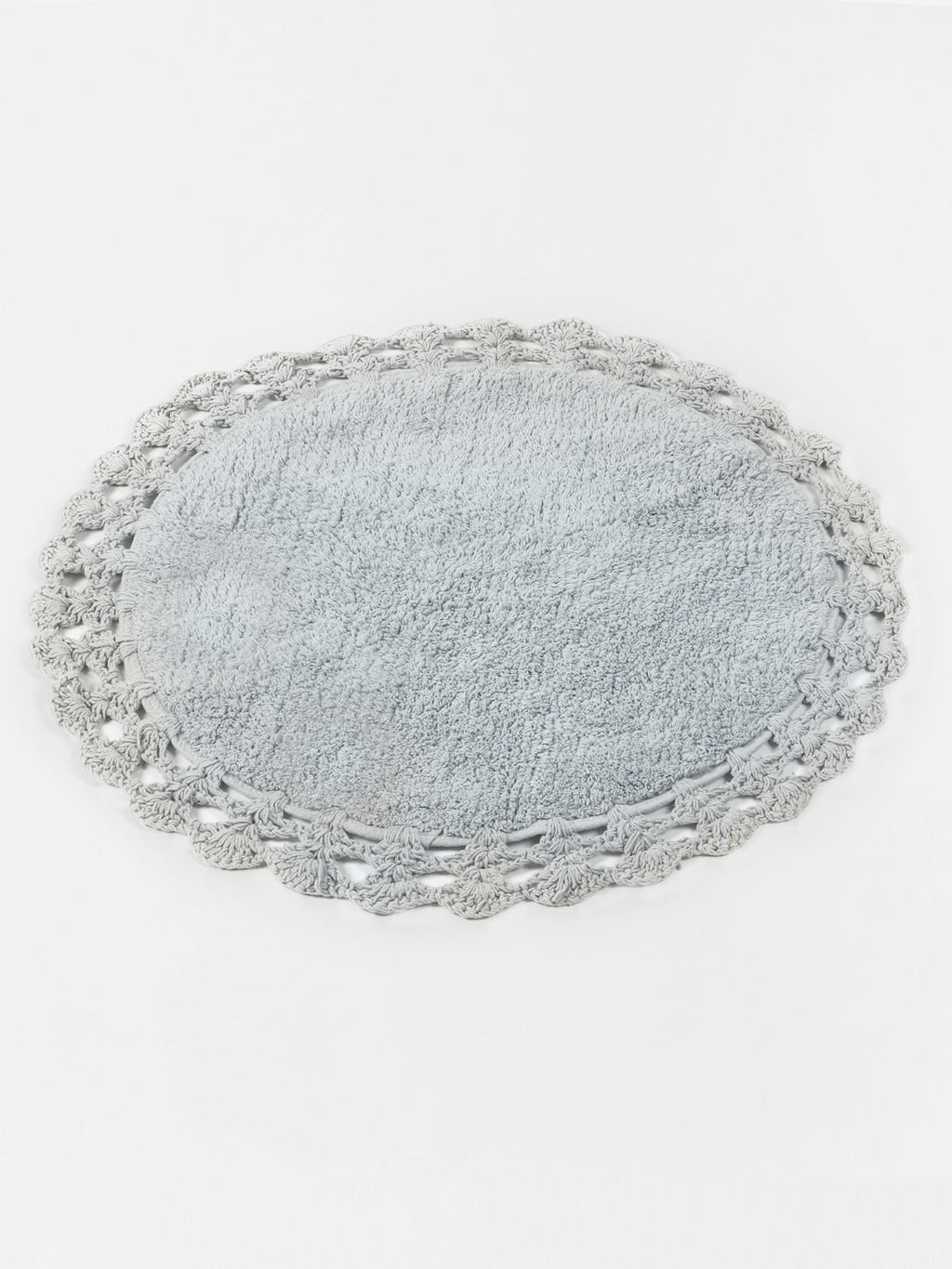 Soft Beige Handloom Cotton Round Bath Mat For Home