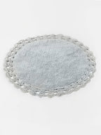 Soft Beige Handloom Cotton Round Bath Mat For Home