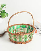 Handcrafted Pyala Shaped Wicker Basket for Fruit Display and Gift Hampers
