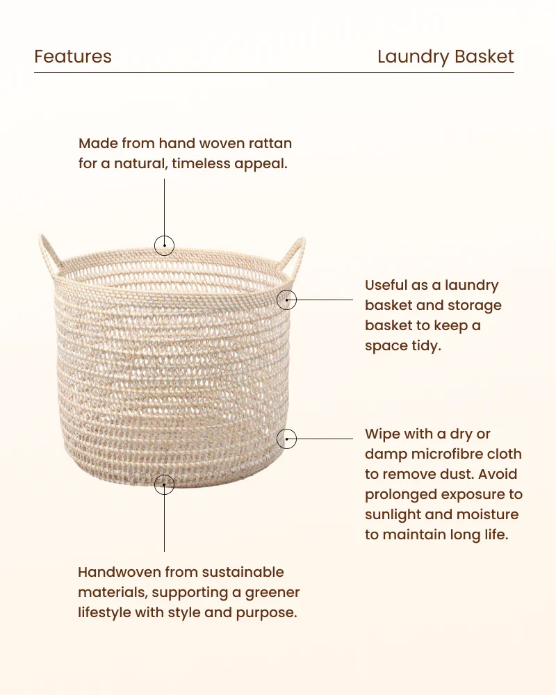 Rattan Storage Basket for Kids Room, Toys and Dirty Laundry