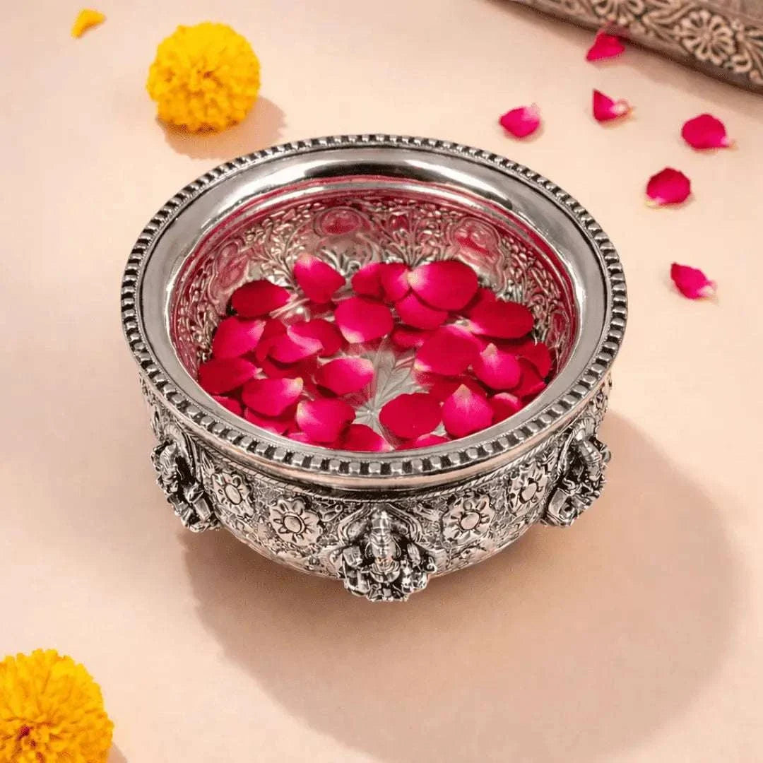 German Silver Ashtalakshmi Urli (4 Inch) Vedansh Craft